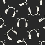 Doodle Headphone seamless pattern background N9