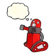 cartoon tank robot with thought bubble N2