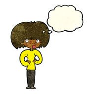 cartoon surprised woman with thought bubble N68