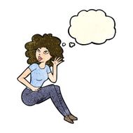 cartoon woman listening with thought bubble N3