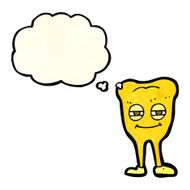cartoon smiling tooth with thought bubble N3