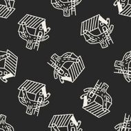 Doodle Treehouse seamless pattern background