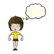 cartoon pretty girl with thought bubble N29