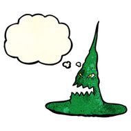 cartoon spooky witches hat with thought bubble N3