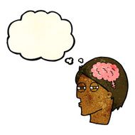 cartoon man thinking carefully with thought bubble N3