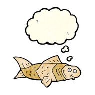 cartoon funny fish with thought bubble N4