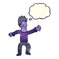 cartoon vampire with thought bubble N33