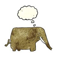 cartoon mammoth with thought bubble N2