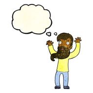 cartoon excited man with beard thought bubble N3