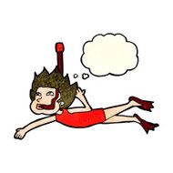 cartoon swimmer with snorkel thought bubble N3