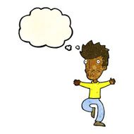 cartoon frightened man with thought bubble N21