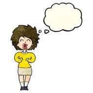 cartoon screaming woman with thought bubble N3