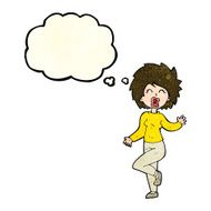 cartoon woman dancing with thought bubble N7
