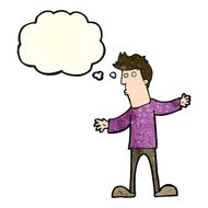 cartoon curious man with thought bubble N17