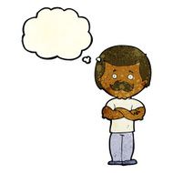 cartoon manly mustache man with thought bubble N3