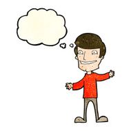 cartoon grinning man with thought bubble N24