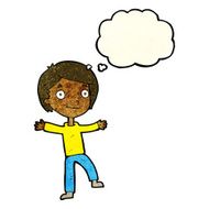 cartoon excited boy with thought bubble N37