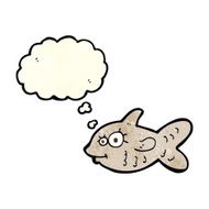 cartoon happy goldfish with thought bubble N2