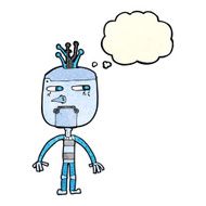 funny cartoon robot with thought bubble N11