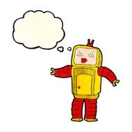 funny cartoon robot with thought bubble N12