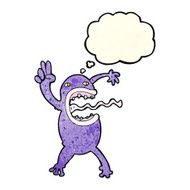 cartoon crazy frog with thought bubble N3