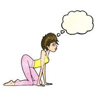 cartoon sexy woman on all fours with thought bubble N3
