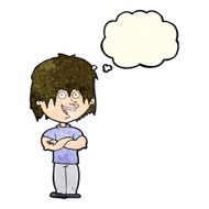 cartoon happy man with thought bubble N114
