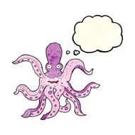 cartoon giant octopus with thought bubble N3