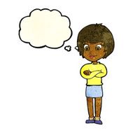 cartoon proud woman with thought bubble N7