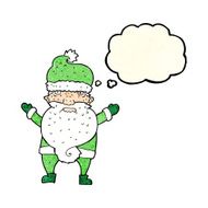 cartoon grumpy santa with thought bubble N3