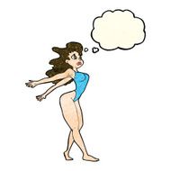 cartoon sexy woman in swimsuit with thought bubble N3