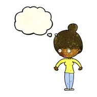 cartoon woman staring with thought bubble N9