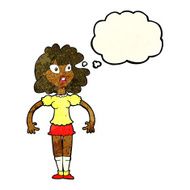 cartoon pretty girl with shocked expression thought bubble N3