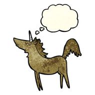 cartoon unicorn with thought bubble N9