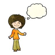 cartoon happy woman with thought bubble N71