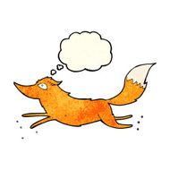 cartoon fox running with thought bubble N2