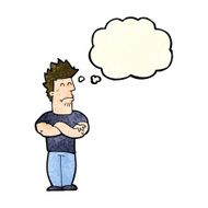 cartoon sulking man with thought bubble N3