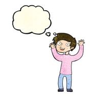 cartoon happy man with thought bubble N116