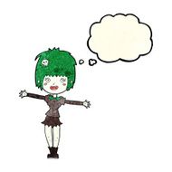 cartoon happy vampire girl with thought bubble N11