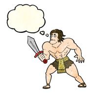 cartoon fantasy hero man with thought bubble N2