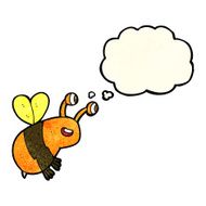 cartoon happy bee with thought bubble N6