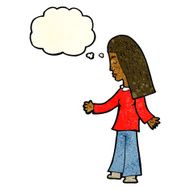 cartoon woman with open arms thought bubble N28