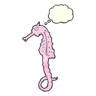 cartoon sea horse with thought bubble N6