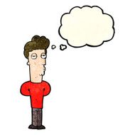 cartoon bored man with thought bubble N11