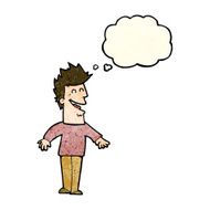 cartoon happy man with thought bubble N117