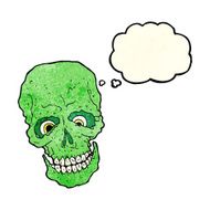 cartoon spooky skull with thought bubble N36