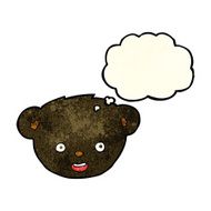 cartoon black bear face with thought bubble N9