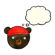 cartoon black bear face with thought bubble N10
