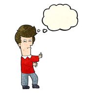 cartoon man gesturing wildly with thought bubble N3