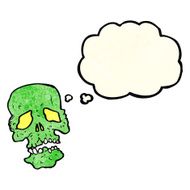 cartoon skull with thought bubble N9